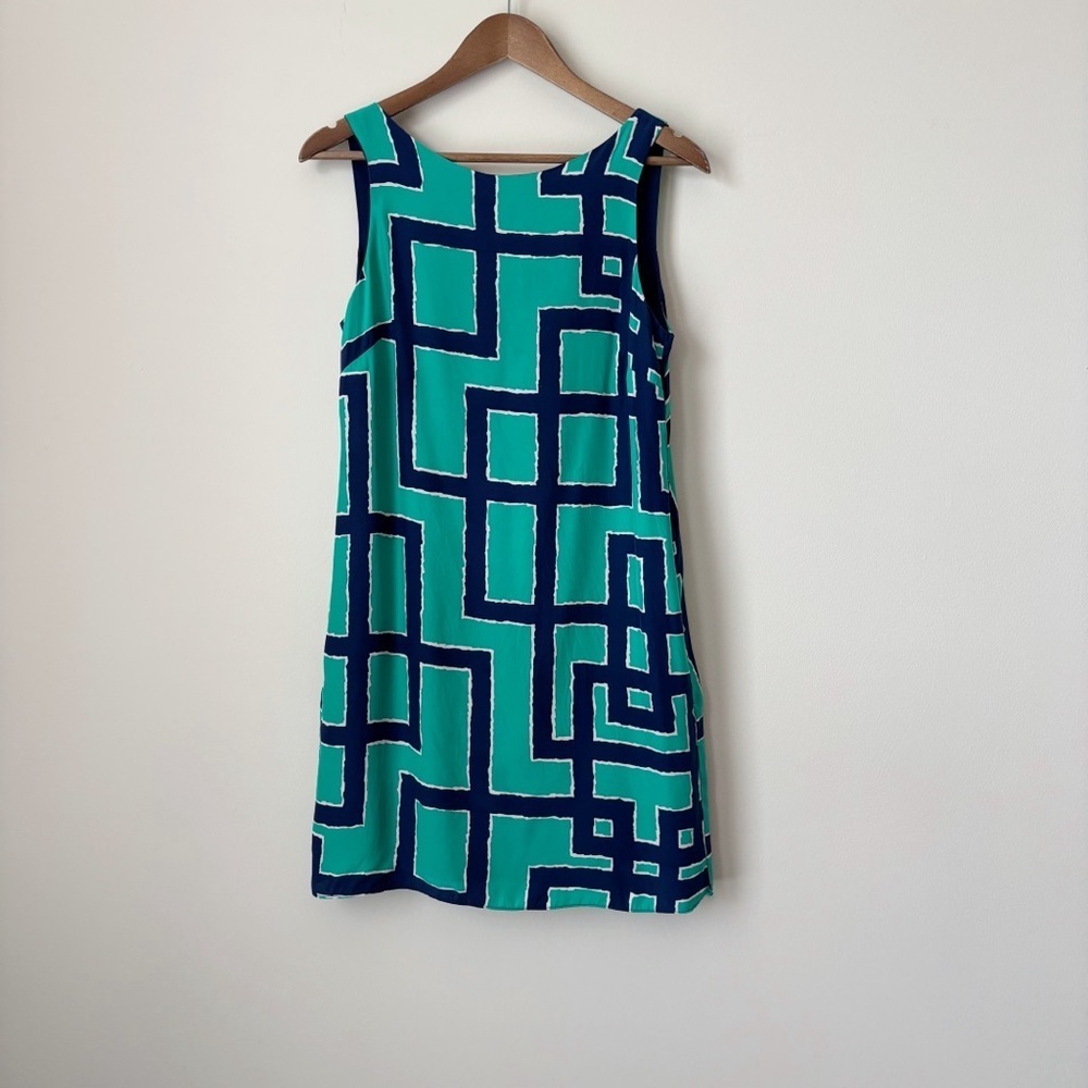 Alice + Trixie Retro Print Sleeveless Silk Shift Dress Medium Summer Cocktails